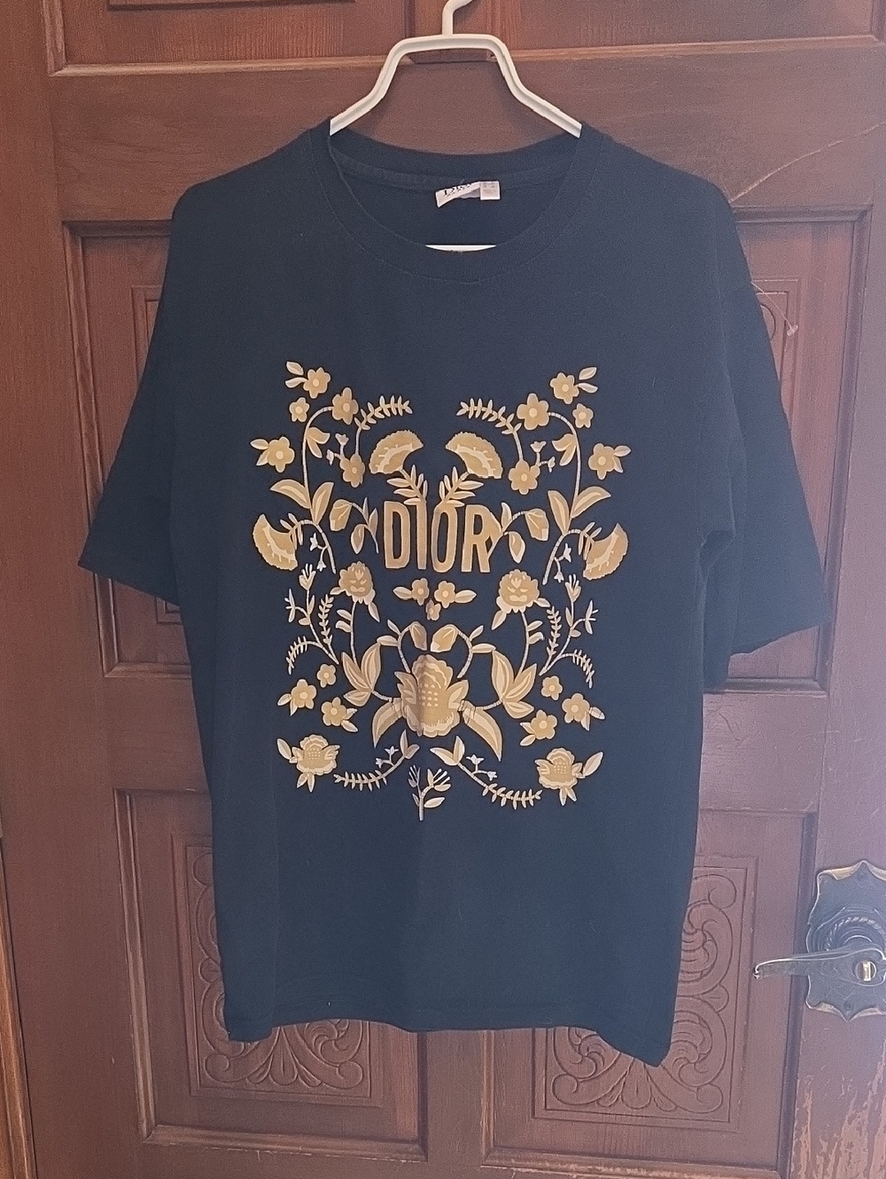 3 For $40 Black Tee with Gold Floral Emblem